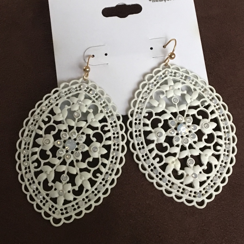 White Statement Earrings